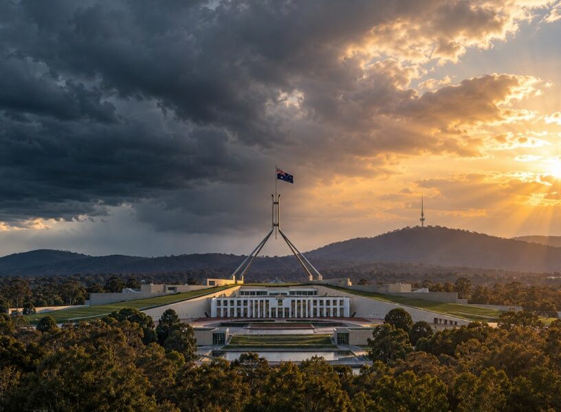 Parliament House Beneath Storm and Sunset Parliament House Beneath Storm and Sunset